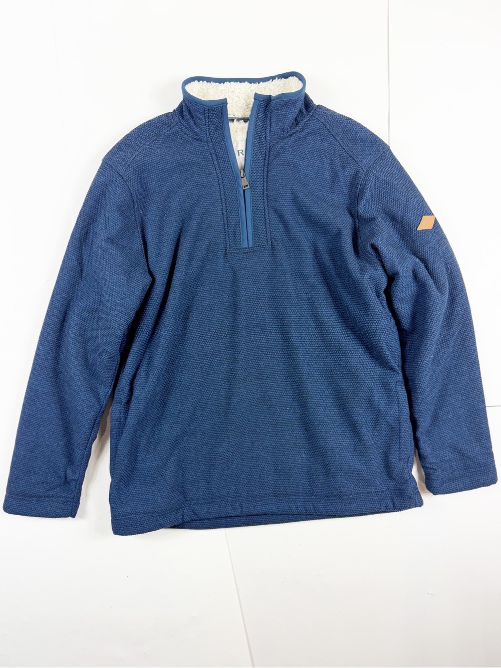 Orvis Navy Blue Quater Zip Sherpa-Lined Pullover Medium